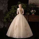 runhufu Dress 2023 New Sexy V-neck Ball Gown Off The Shoulder Princess Vintage Romantic Champagne Wedding Dresse G43