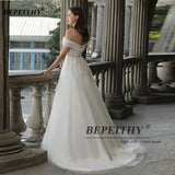 Runhufu Off The Shoulder Ivory Boho Wedding Dresses For Women 2024 Bride A Line Chic Beading Bohemian Bridal Beach Gown Robes