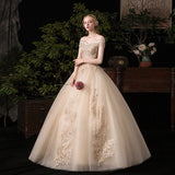 runhufu Dress 2023 New Sexy V-neck Ball Gown Off The Shoulder Princess Vintage Romantic Champagne Wedding Dresse G43