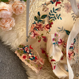 Runhufu Chic Mesh Embroidery Flower Dress Women French Bow Collar Short Sleeve A-line Dress Summer Elegant Retro Holiday Dress