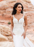 Runhufu Wedding Dresses Lace Appliques Buttons Custom Made Mermaid Wedding Gown Boho Bride Dress 2023 Vestido De Noiva