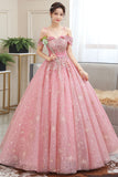 runhufu Off The Shoulder Quinceanera Dresses Shining Beading Ball Gown Prom Dress Plus Size Pink Quinceanera Dresses