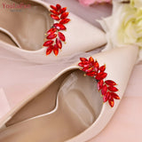 Runhufu X31 Red Rhinestone Shoes Clips Bridal High Heel Shoe Ornaments Jewelry Wedding Shoes Decoration Clip DIY Accessories
