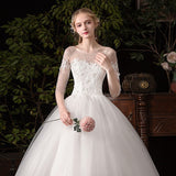 Runhufu Dress 2023 New The Half Sleeve Lace Up Ball Gown Romantic Wedding Gowns Princess Classic Appliques Wedding Dresses C30