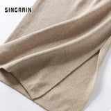 Runhufu Women sweater skirt pencil midi knitted skirt high waist skirts womens winter long warm knitting skirts split bottoms