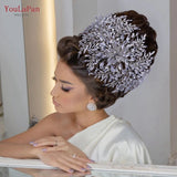 Runhufu HP420 Luxury Bridal Tiara Wedding Headband Rhinestone Wedding Hair Accessories Handmade Bride Headpiece Head Jewelry