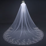 Runhufu New Fashion 3 Meter Cathedral Wedding Veils Long Lace Edge Bridal Veil Wedding Accessories