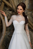 Runhufu Long Sleeves Vestido De Noiva Wedding Dresses Lace Appliques A Line Buttons Bridal Gowns for Brides Vestido de Noiva