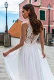 Runhufu Blue Wedding Dresses Boho Beach A Line Chiffon Deep V Neck Floor Length Buttons Wedding Bridal Gowns Vestido De Noiva