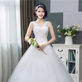 runhufu Korean Style V-Neck Lace Tank Sleeveless Floral Print Ball Gown Wedding Dress 2023 New Fashion Simple estidos de noivas CC