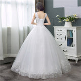 runhufu Korean Style V-Neck Lace Tank Sleeveless Floral Print Ball Gown Wedding Dress 2023 New Fashion Simple estidos de noivas CC