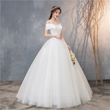 Runhufu Dress 2023 New Sexy V-neck Lace Up Ball Gown Off The Shoulder Simple Wedding Dresses Vestido De Noiva