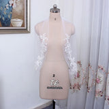 Runhufu Elbow Length 75cm Short Veil Two Layers Appliques White/Ivory Wedding Veil with Pearls Beading Bridal Veil