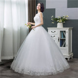 runhufu Korean Style V-Neck Lace Tank Sleeveless Floral Print Ball Gown Wedding Dress 2023 New Fashion Simple estidos de noivas CC