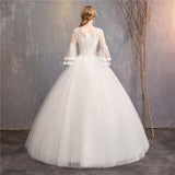 runhufu Wedding Dresses 2023 New Cheap Wedding Dress Full Flare Sleeve Lace Embroidery Princess Vestido De Noiva F