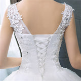runhufu Korean Style V-Neck Lace Tank Sleeveless Floral Print Ball Gown Wedding Dress 2023 New Fashion Simple estidos de noivas CC