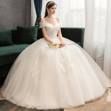 Runhufu Dress 2023 New The Elegant Boat Neck Lace Up Ball Gown Off The Shoulder Sexy Vestido De Noiva Wedding Gown