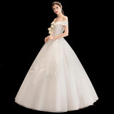 runhufu Dress 2023 New The Elegant Boat Neck Lace Up Ball Gown Off The Shoulder Sexy Vestido De Noiva Wedding Gown
