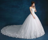 runhufu High Quality See Through Wedding Dresses Ball Gowns Lace Up Bride Dres Vestidos De Novia Plus Size Customized Dress