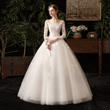 runhufu Lace Full Sleeve Wedding Dresses Luxury Muslim Ball Gown Wedding Gowns Custom Made Vestido De Noiva