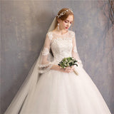runhufu Wedding Dresses 2023 New Cheap Wedding Dress Full Flare Sleeve Lace Embroidery Princess Vestido De Noiva F