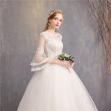 runhufu Wedding Dresses 2023 New Cheap Wedding Dress Full Flare Sleeve Lace Embroidery Princess Vestido De Noiva F