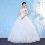 runhufu Elegant Lace Vintage White Wedding Dresses Boat Neck Off The Shoulder Plus Size Ball Gown Robe de Cheap With Appliques