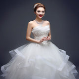 runhufu Luxury Bead Fashion Strapless Wedding Dresses 2023 New Korean Tiered Organza Sweet Bride Princess Gowns Vestido de noiva