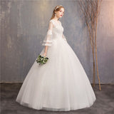 runhufu Wedding Dresses 2023 New Cheap Wedding Dress Full Flare Sleeve Lace Embroidery Princess Vestido De Noiva F