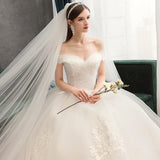 Runhufu Dress 2023 New The Elegant Boat Neck Lace Up Ball Gown Off The Shoulder Sexy Vestido De Noiva Wedding Gown