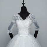 Runhufu Dresses Hot Sale Elegant Princess Adjust Lace Three Quarter Sleeve Bridal Gowns Vestidos De Noiva Plus Size