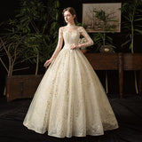 runhufu Lace Muslim Wedding Dress 2023 New High Neck Full Sleeve Wedding Gown Vintage Bridal Gown Vestido De Noiva