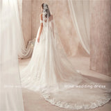 Runhufu the Shoulder Nude Color Bridal Dress with Lace Applique Reals Bridal Dress New Coming Robe De Soiree Longue