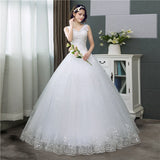 runhufu Korean Style V-Neck Lace Tank Sleeveless Floral Print Ball Gown Wedding Dress 2023 New Fashion Simple estidos de noivas CC
