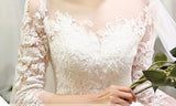 runhufu Fashion Classic Wedding Dress 2023 New Lace Three Quarter Sleeve O-Neck Elegant Plus size Vestido De Noiva Korean Bride Gown