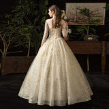 runhufu Lace Muslim Wedding Dress 2023 New High Neck Full Sleeve Wedding Gown Vintage Bridal Gown Vestido De Noiva