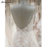 runhufu Strap V Neck Beach Wedding Dresses Backless Ivory Tulle Wedding Dress Beach Wedding Dresses Vestido de Noiva
