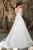 Runhufu Long Sleeves Vestido De Noiva Wedding Dresses Lace Appliques A Line Buttons Bridal Gowns for Brides Vestido de Noiva