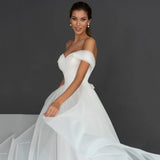 Runhufu Simple 2024 Bridal Wedding Dresses White Sweetheart Off Shoulder Sleeves Back Out Gowns Ankle Length On Sale