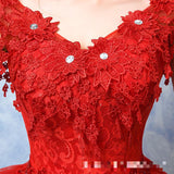 runhufu Wedding Dress The Red V-neck Ball Gown Vintage Wedding Dresses Lace Embroidery Vestido De Noiva