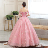 Runhufu Off The Shoulder Quinceanera Dresses Shining Beading Ball Gown Prom Dress Plus Size Pink Quinceanera Dresses