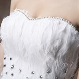 Runhufu Dress Strapless Front Short Beck Long Ball Gown Princess Luxury Feather Wedding Dresse Vestido De Noiva