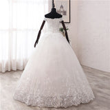 runhufu Novias New Arrival Africa Style Korean Lace Applique Wedding Dress V Neck off Shoulder Plus Size Bridal Gown Dress Princess