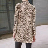 Runhufu Street Women Leopard Jacket Blazers New Office Lady Open Stitch Cardigan Jacket Suit Long Sleeve Slim Work Chic Blazer Fall