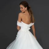 Runhufu Simple 2024 Bridal Wedding Dresses White Sweetheart Off Shoulder Sleeves Back Out Gowns Ankle Length On Sale