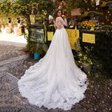 Runhufu Luxury Lace Wedding Dress Long Sleeve Sheer V-Neck 2 In 1 Modern Mermaid Bride Gown Detachable Train Vestido de noiva