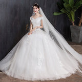 runhufu The Shoulder Wedding Dress 2023 light Appliques Pearls Lace Fashion Wholesale Cheap Simple Bride Dress Vestidos De Novia