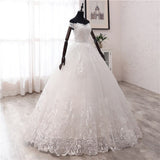 runhufu Novias New Arrival Africa Style Korean Lace Applique Wedding Dress V Neck off Shoulder Plus Size Bridal Gown Dress Princess