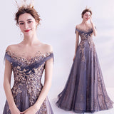 Runhufu New Banquet Elegant Evening Dress Scoop Sequins Appliques Floor-length Long Prom Formal Gown Vestidos De Noche