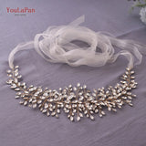 Runhufu SH237-G Golden Bridal Belt with Rhinestone Fashion Bead Belt Thin Sash Belt Western Belts Wedding Applique Sash Belt
